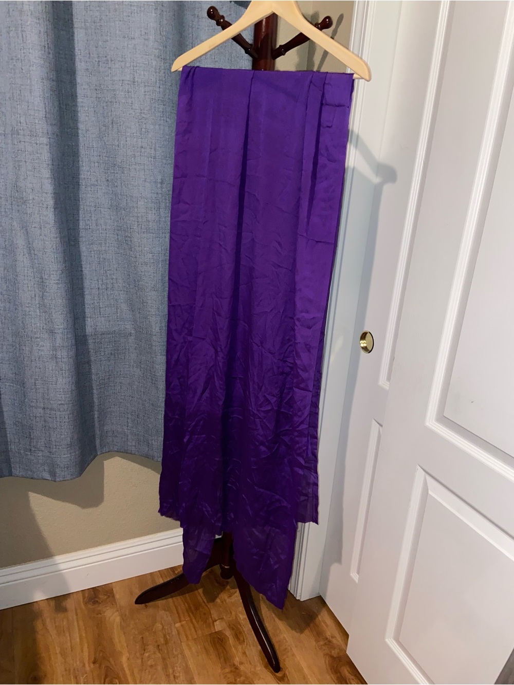 Purple Indian Satin Sheer Scarf Dupatta Raw Hem